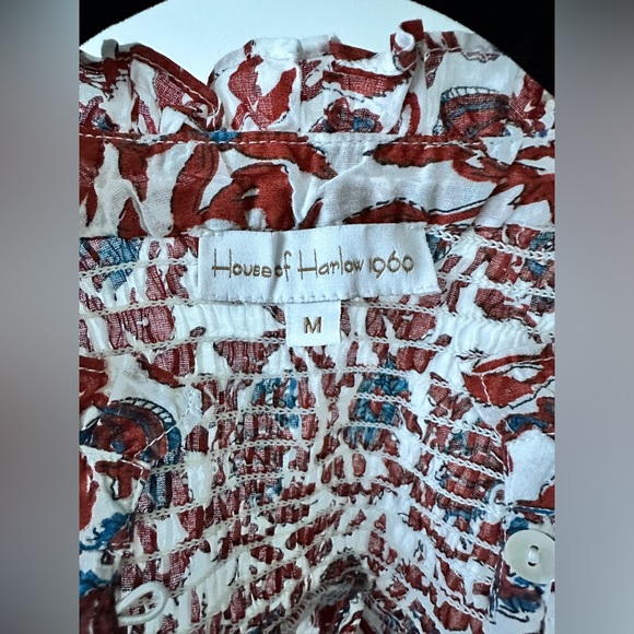 House of Harlow Paisley Blue and Brown Blouse with Flutter Sleeves size medium - Picture 3 of 10